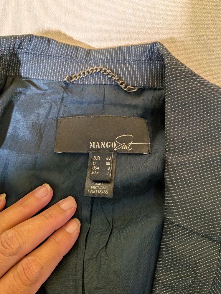 Completo Elegante Mango Suit Grigio Gessato Giacca EUR 40 Gonna EUR 42 / imagen 5
