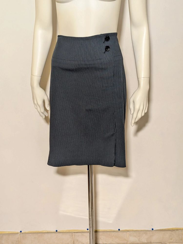 Completo Elegante Mango Suit Grigio Gessato Giacca EUR 40 Gonna EUR 42 / imagen 3