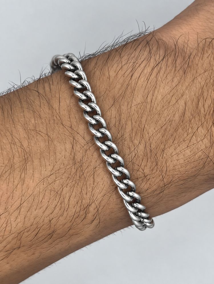 Sterling Silver Curb Link Bracelet obraz 4
