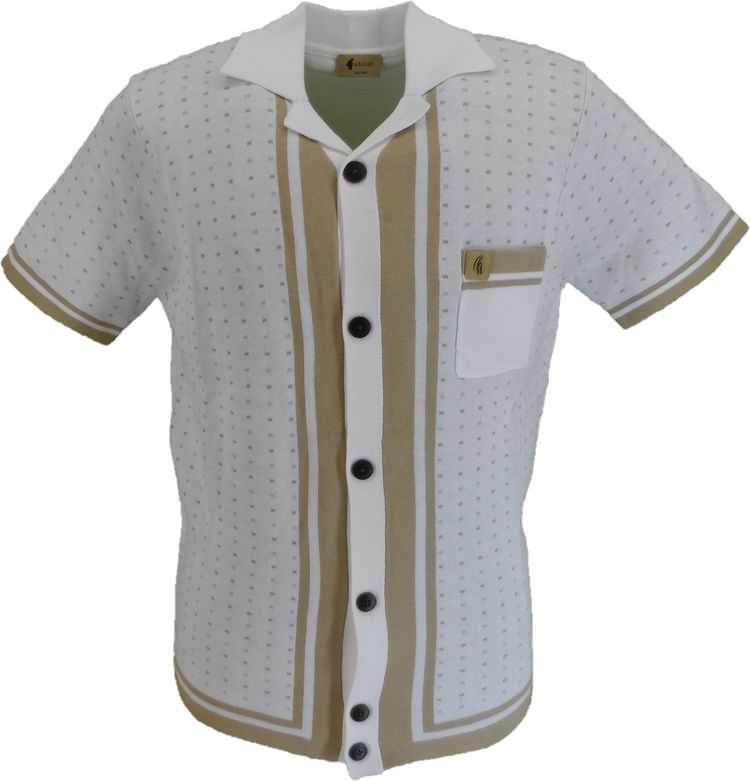 Gabicci Mens White Reilly Short Sleeve Cardigan