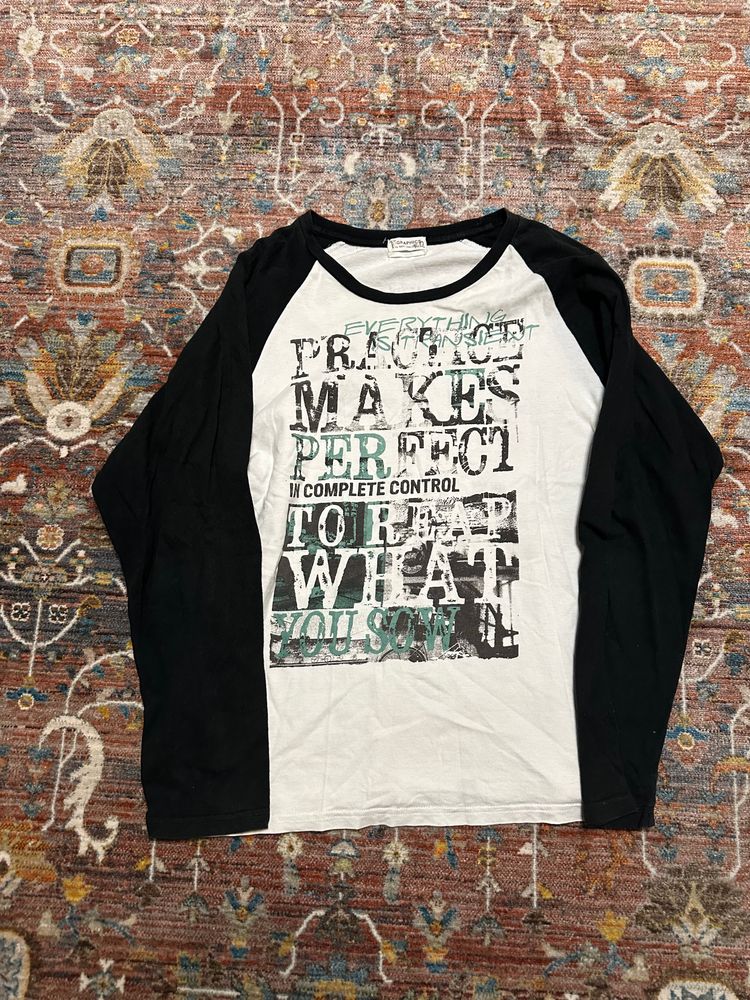 Black And White Long Sleeve Graphic T-Shirt