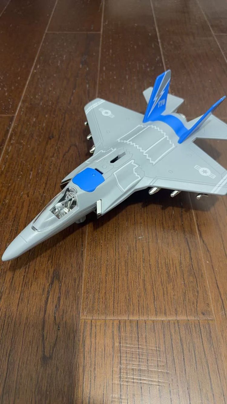 Gray And Blue Toy Jet Plane