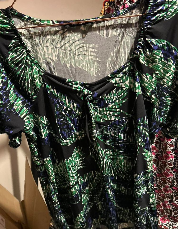 Green And Black Leaf Print Dress