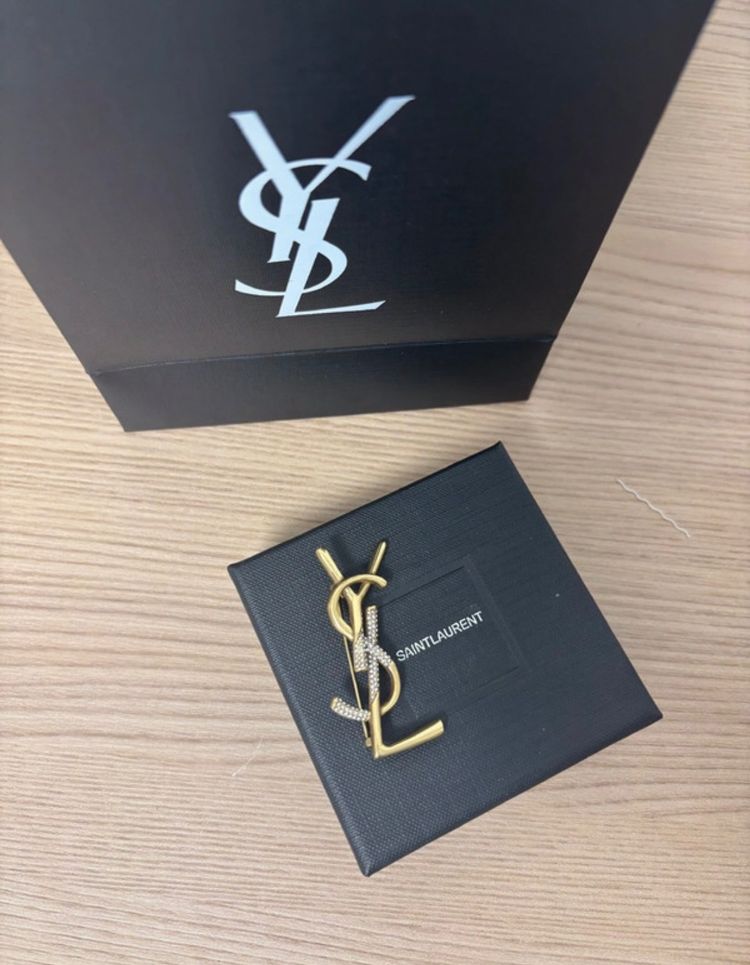 Saint Laurent Ysl Logo Brooch