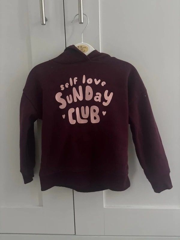 Burgundy Hoodie With Self Love Sunday Club Print image 1
