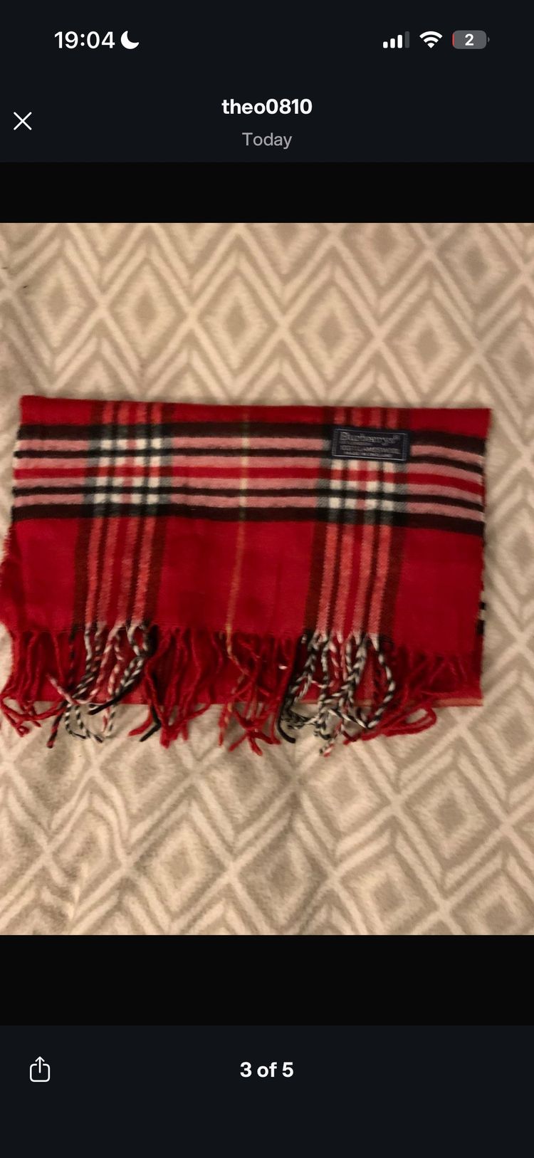 Burberry Red Plaid Scarf