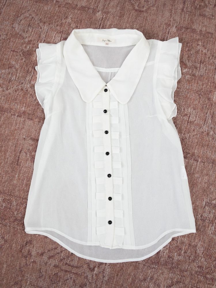 SHEER WING SLEEVES BUTTON UP TOP 6