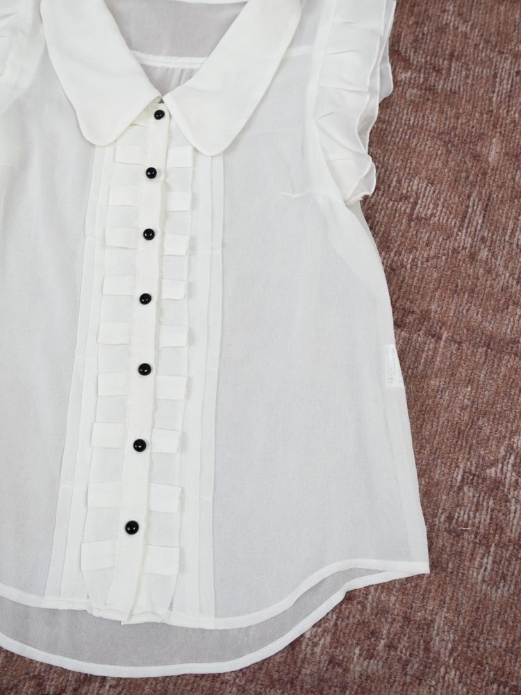 SHEER WING SLEEVES BUTTON UP TOP 7