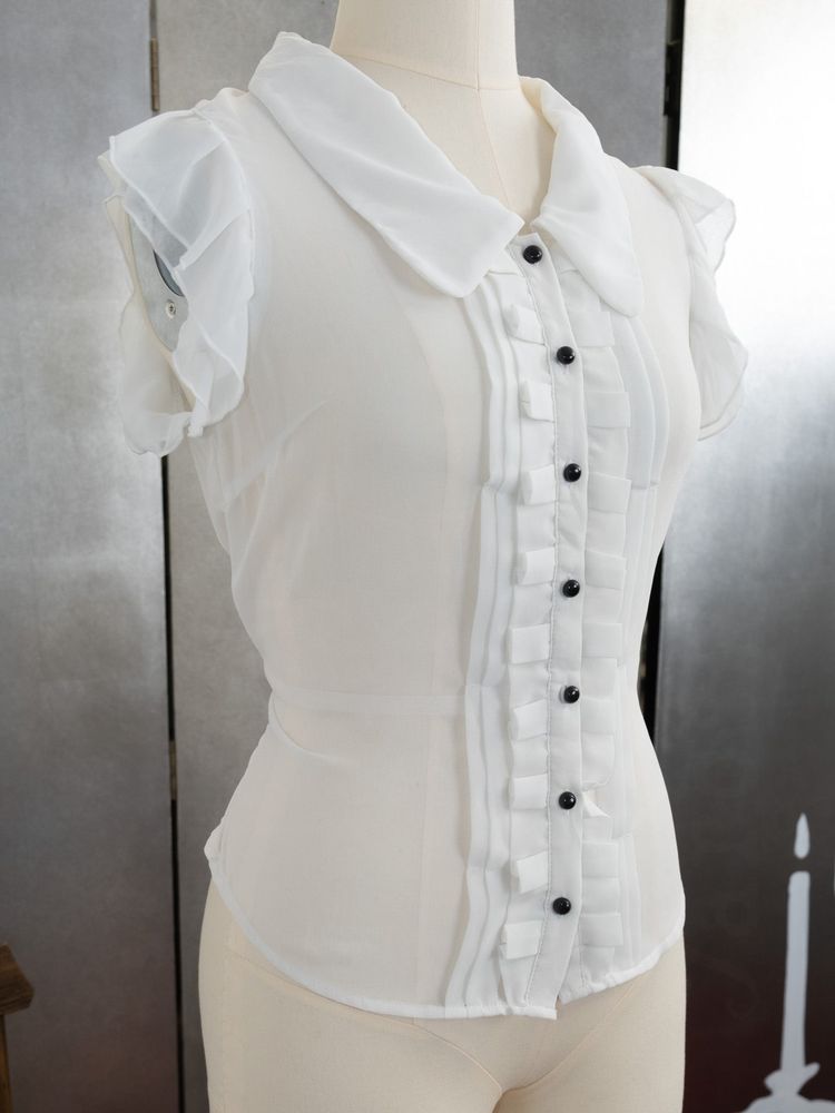 SHEER WING SLEEVES BUTTON UP TOP 8