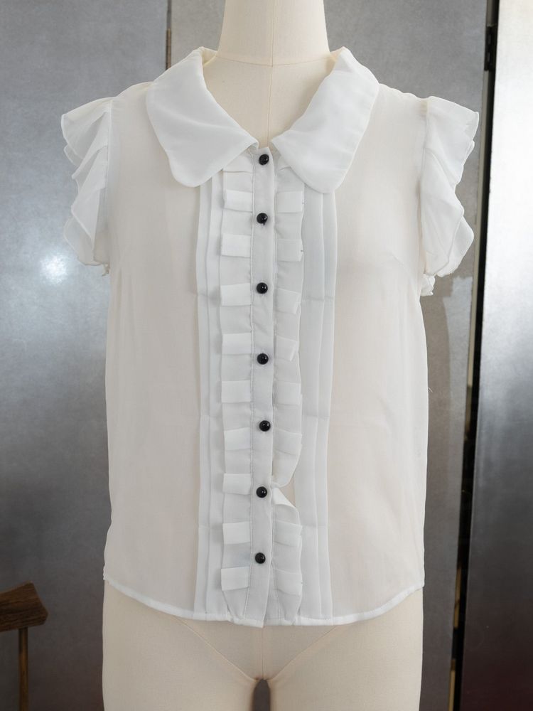 SHEER WING SLEEVES BUTTON UP TOP 3