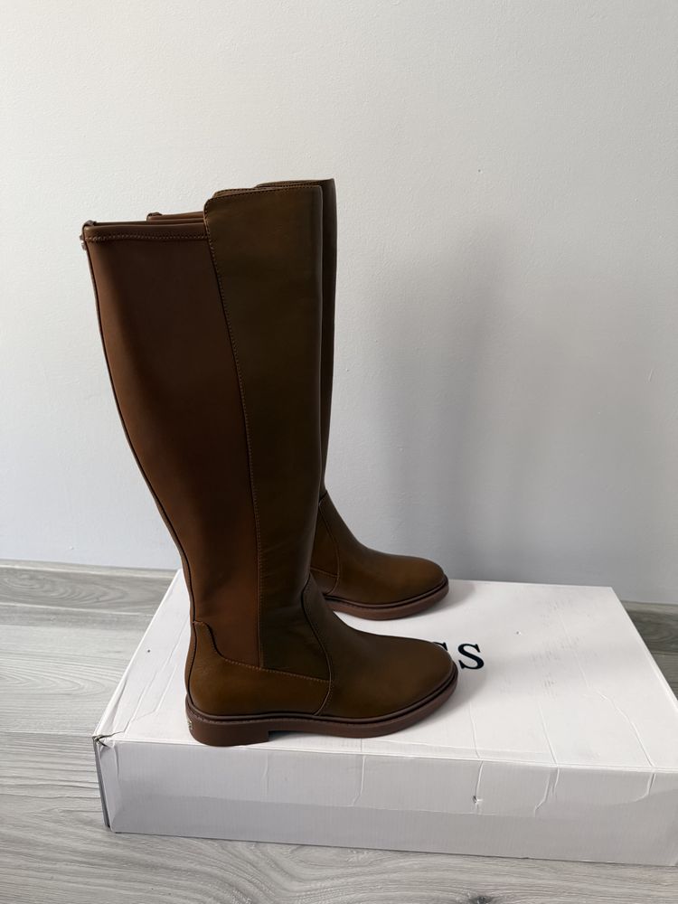 Guess Kozaki oficerki guess skórzane brązowe zamek product image