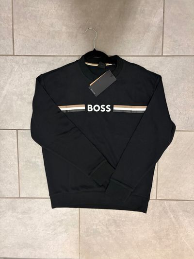 Hugo boss jumper” BLACK boss stripe “ S