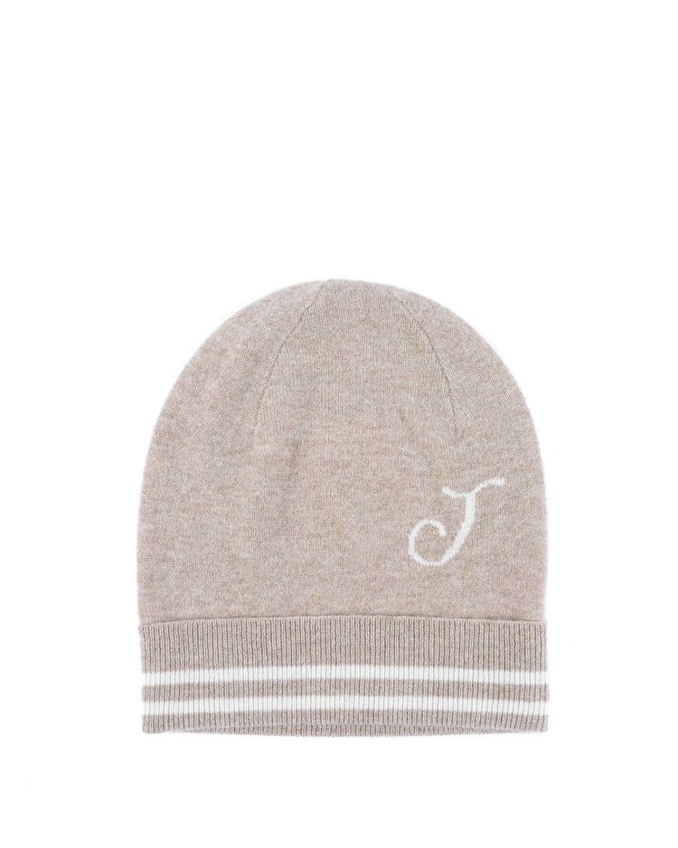 innovamoda Crown of Edinburgh Cashmere Monogrammed Beanie BRUNTSFIELD CAMEL J product image