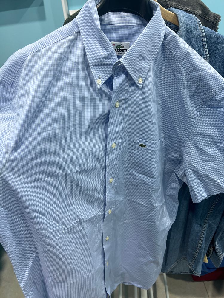 Lacoste Men'S Short Sleeve Button-Up Shirt