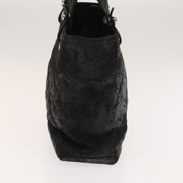 CHANEL Paris Biarritz Tote Bag Coated Canvas Black Silver CC Auth 129603 - Jerrillo image 4