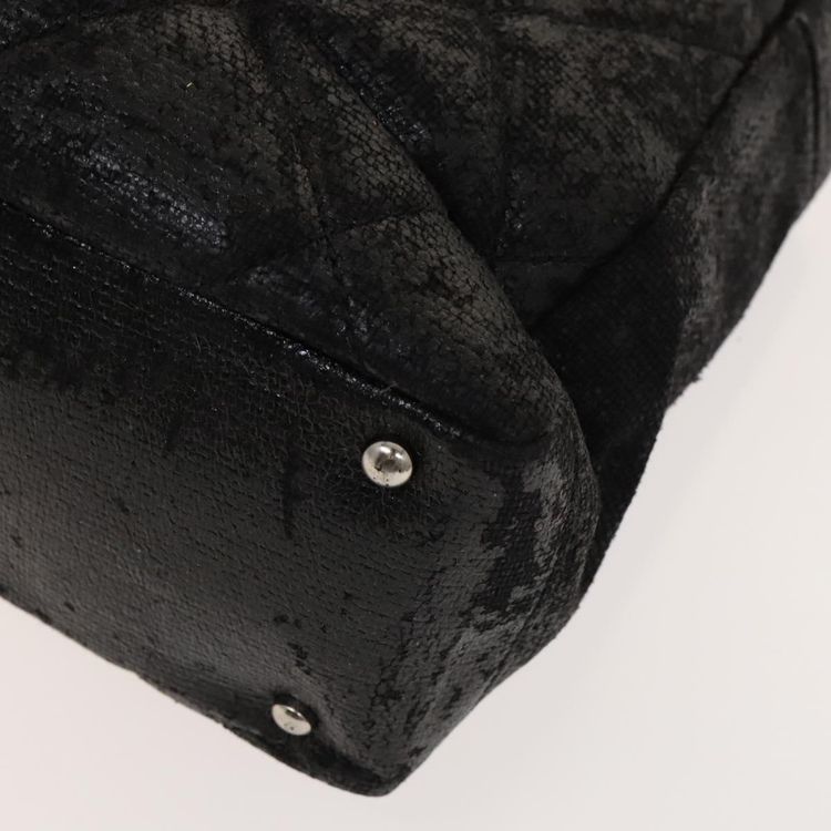 CHANEL Paris Biarritz Tote Bag Coated Canvas Black Silver CC Auth 129603 - Jerrillo image 9
