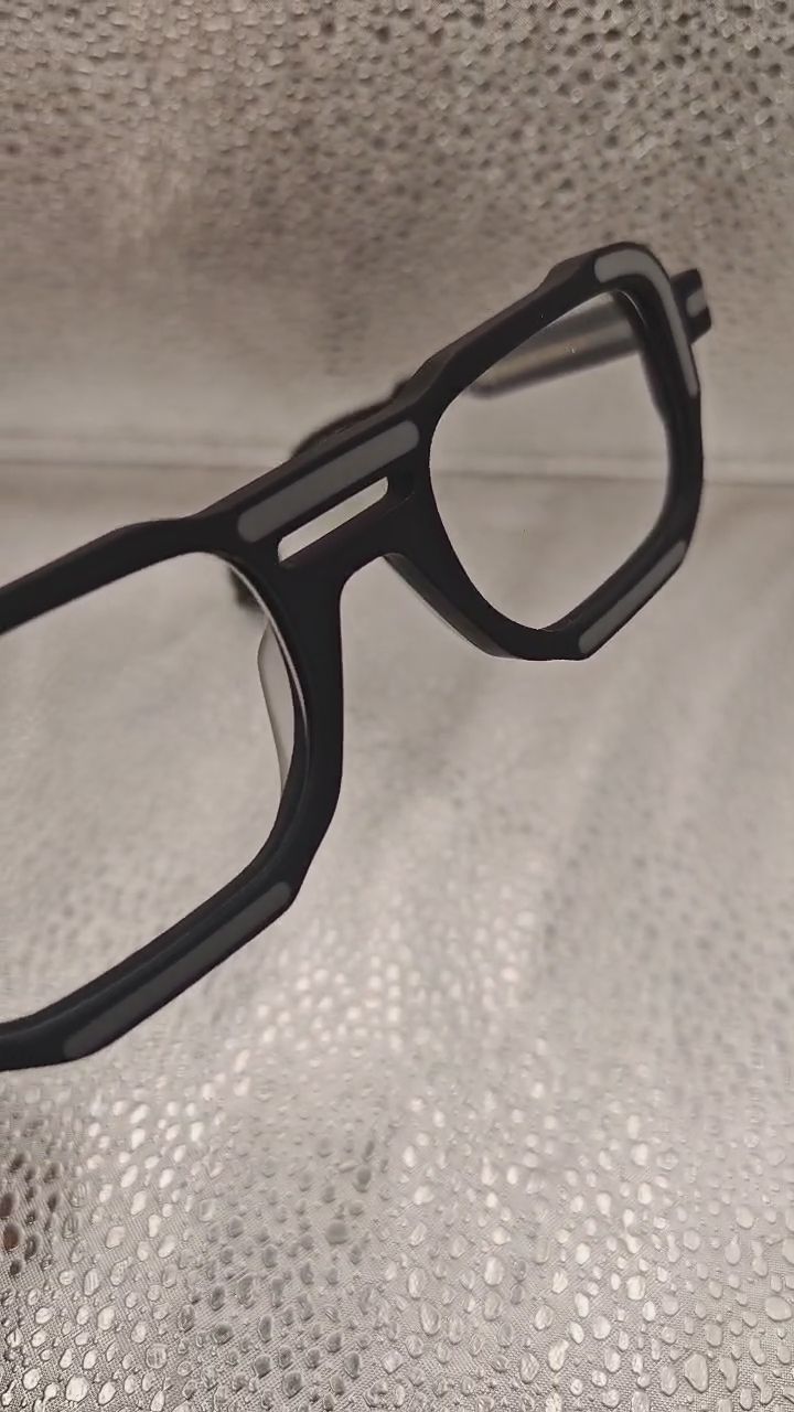Black Squared Eyeglasses with Grey Accents | Acetate Frame Geometric Design Unisex | 49□21-148 image 1