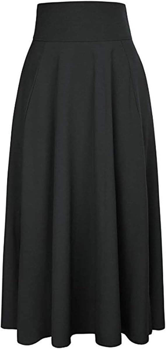 Black High-Waisted Midi Skirt With Bow