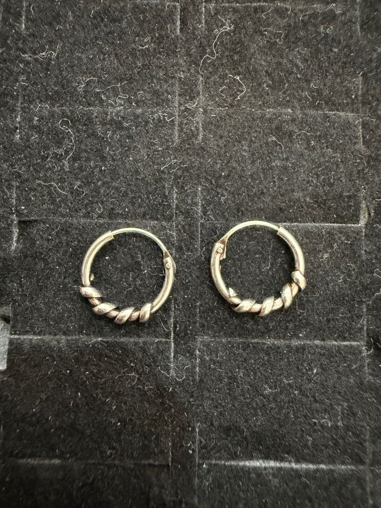 Silver Twisted Hoop Earrings image 1