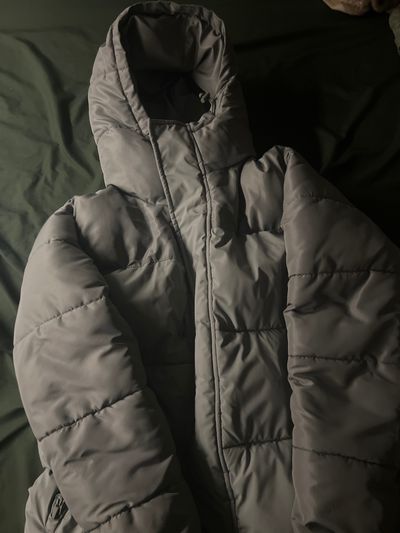 Zara grey puffer jacket with hood