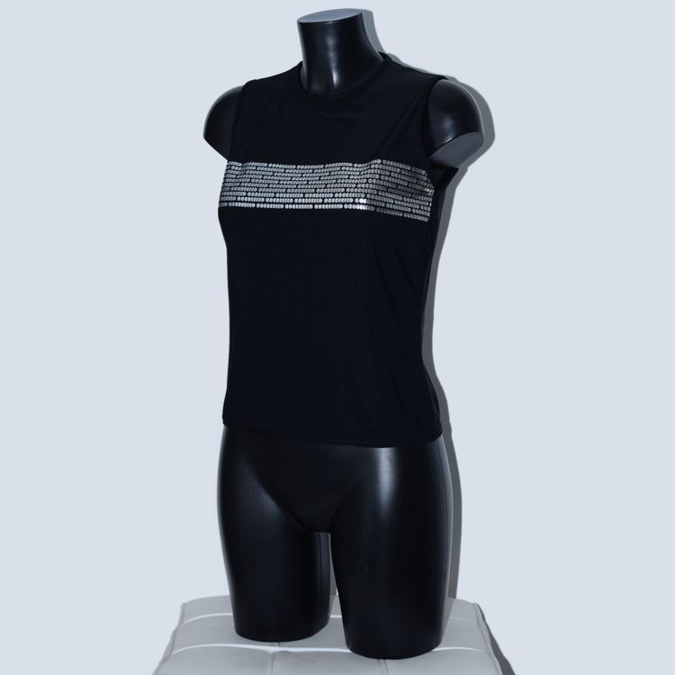 New Look Black & Silver 90s Stretchy Graphic Print  Vest Y2K
