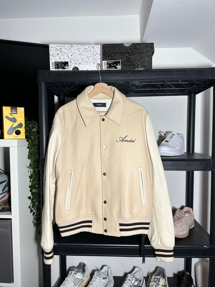 Amiri Bone Varsity Jacket - Alabaster, Size 50 (Medium) BNWT