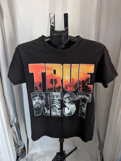 True West Rap T-Shirt Black Small S 2Pac Ice Cube Dr Dre West Coast Graphic Top