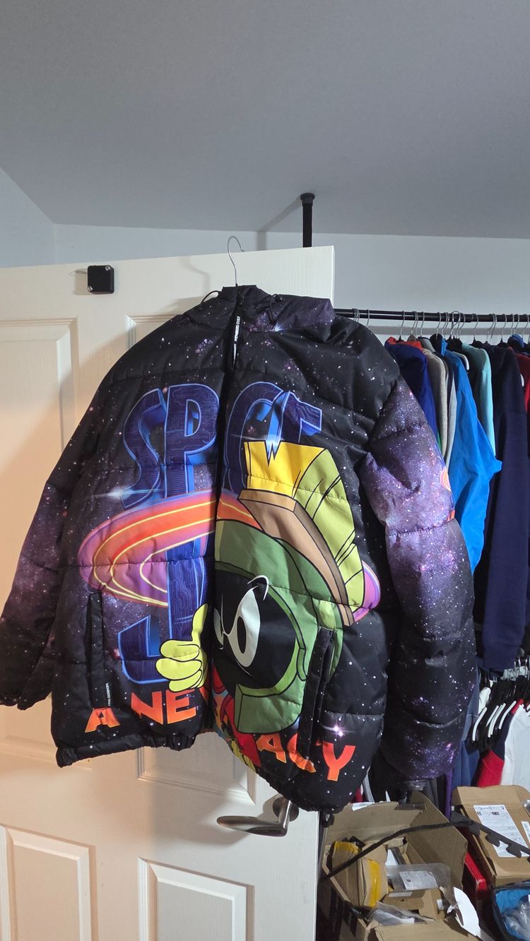 Members only  Space Jam Puffer Jacket With Marvin The Martian And Daffy Duck