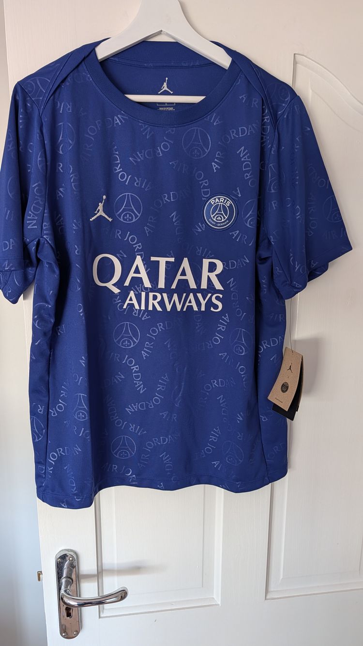 Jordan Paris Saint-Germain Blue Football Shirt - Size Large - Brand New with Tags 