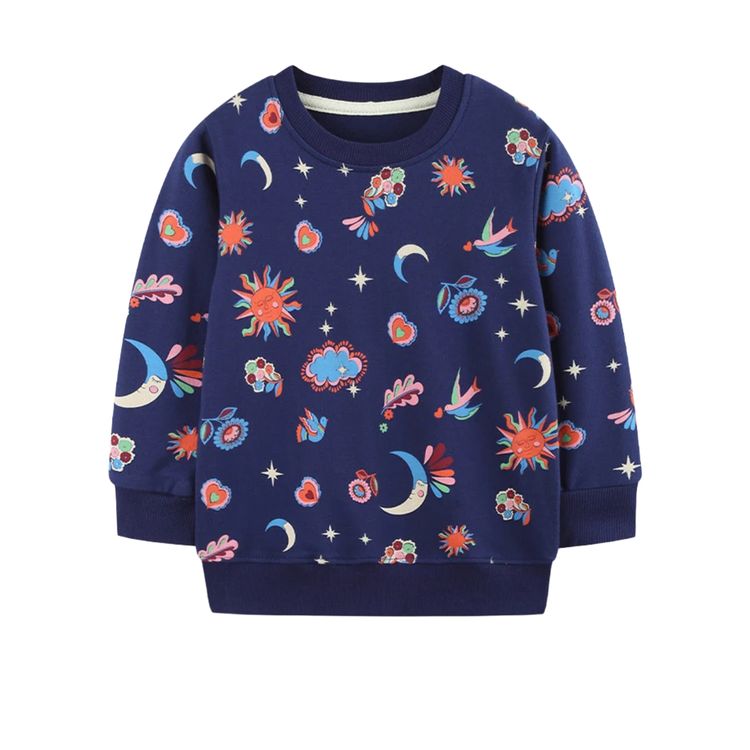 Mini Boden Girls Sweatshirt Printed  College Celestial In Navy image 2