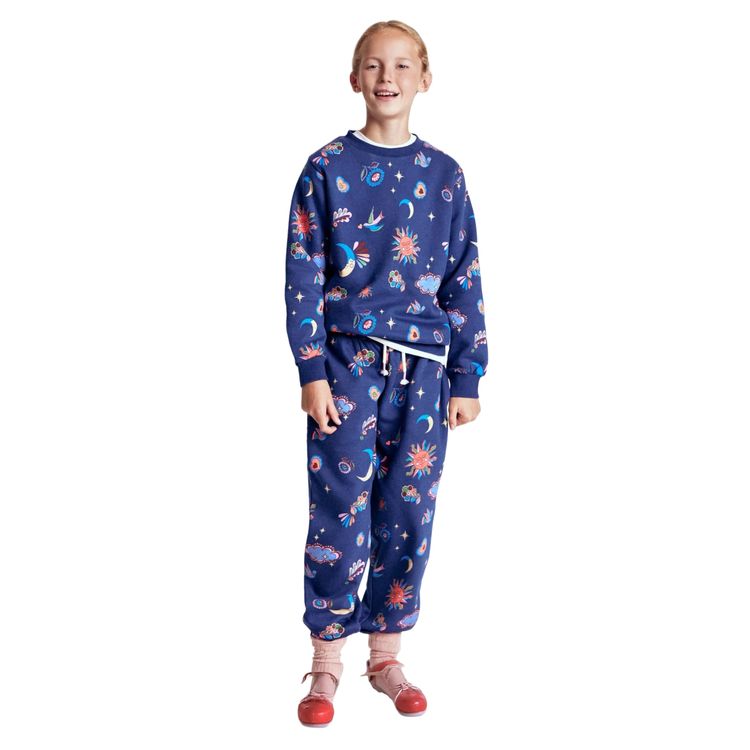 Mini Boden Girls Sweatshirt Printed  College Celestial In Navy image 1