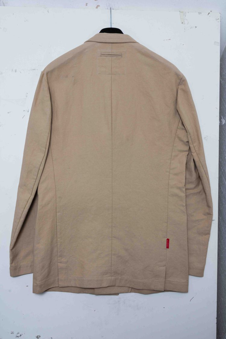Yohji Yamamoto POUR HOMME Beige Cotton Twill Peaked Lapel Blazer image 9