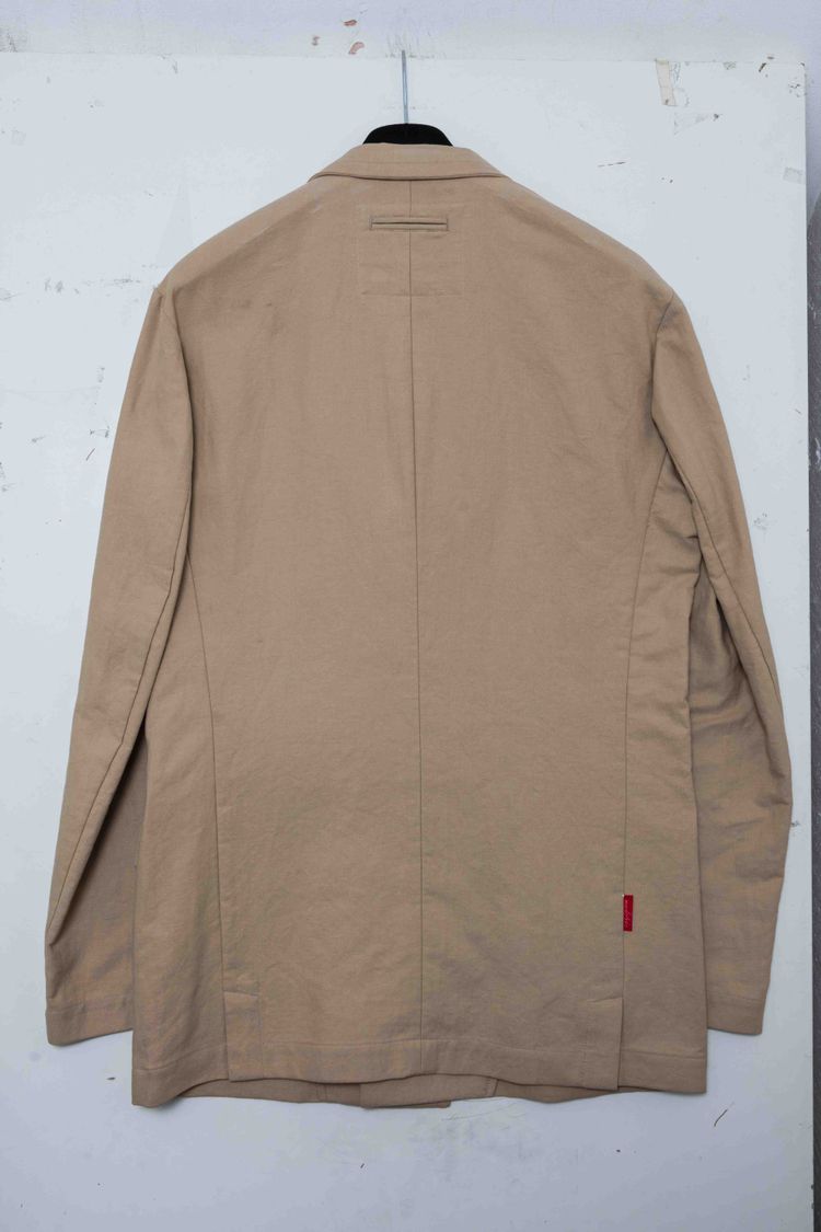 Yohji Yamamoto POUR HOMME Beige Cotton Twill Peaked Lapel Blazer image 14