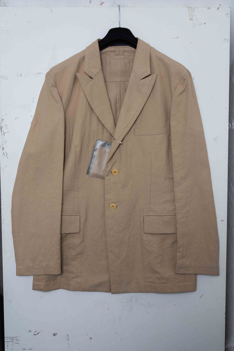 Yohji Yamamoto POUR HOMME Beige Cotton Twill Peaked Lapel Blazer image 1