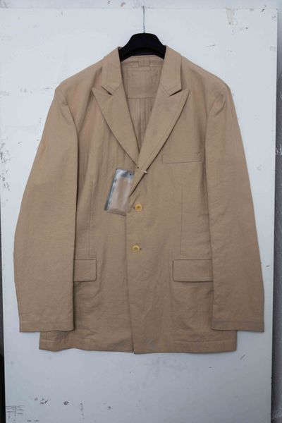Yohji Yamamoto POUR HOMME Beige Cotton Twill Peaked Lapel Blazer