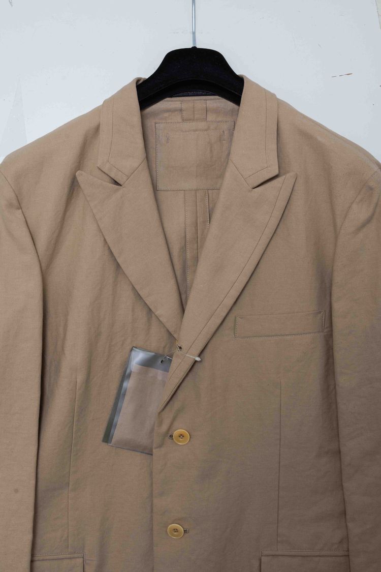 Yohji Yamamoto POUR HOMME Beige Cotton Twill Peaked Lapel Blazer image 2