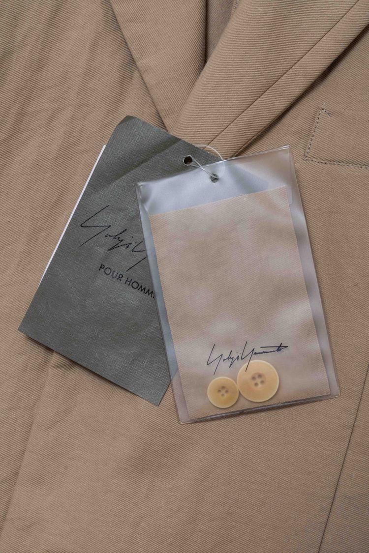 Yohji Yamamoto POUR HOMME Beige Cotton Twill Peaked Lapel Blazer image 12