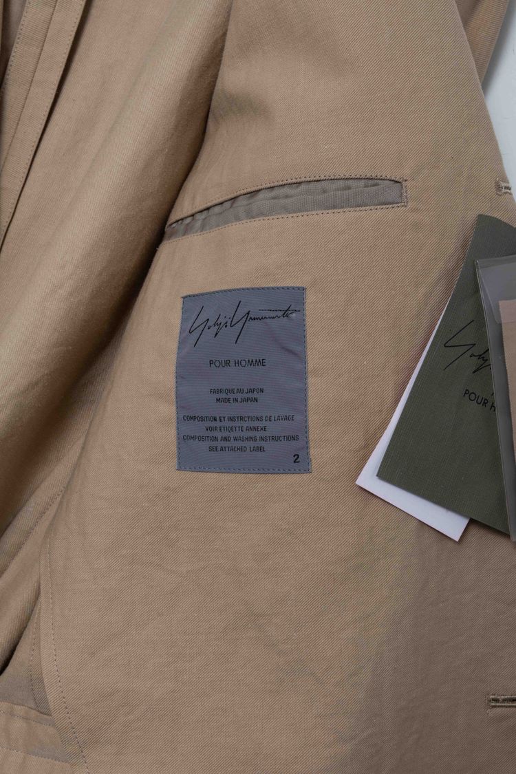 Yohji Yamamoto POUR HOMME Beige Cotton Twill Peaked Lapel Blazer image 6