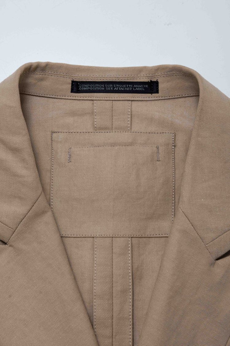 Yohji Yamamoto POUR HOMME Beige Cotton Twill Peaked Lapel Blazer image 8