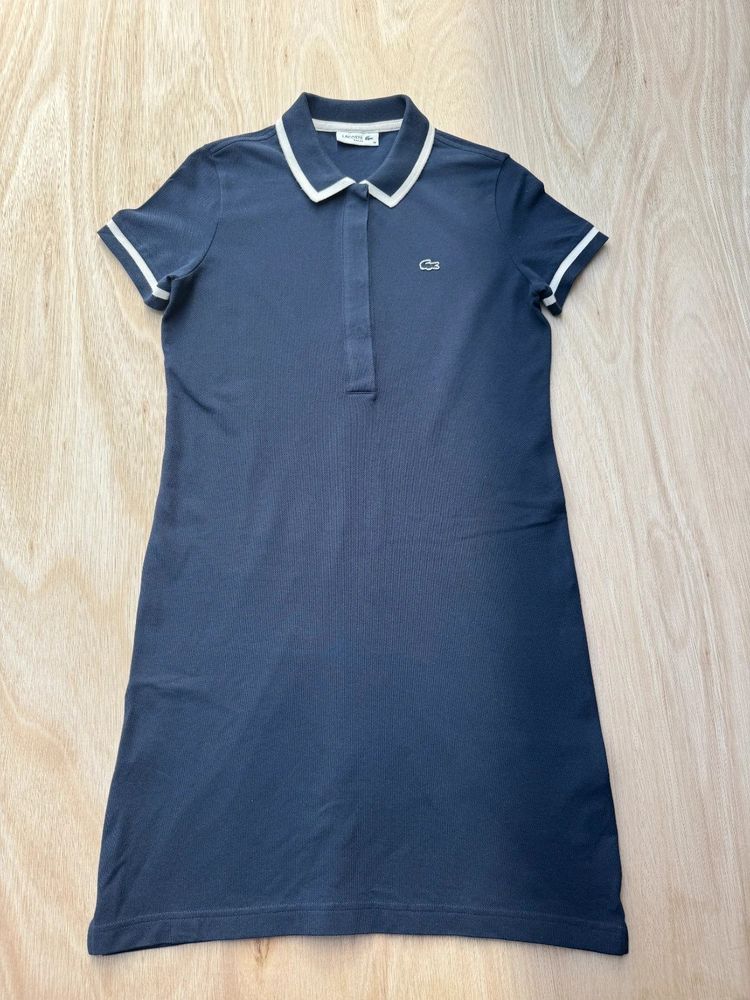 Robe polo Lacoste slim finitions contrastées crocodile brodé bleu marine Femme taille FR 38 image 2