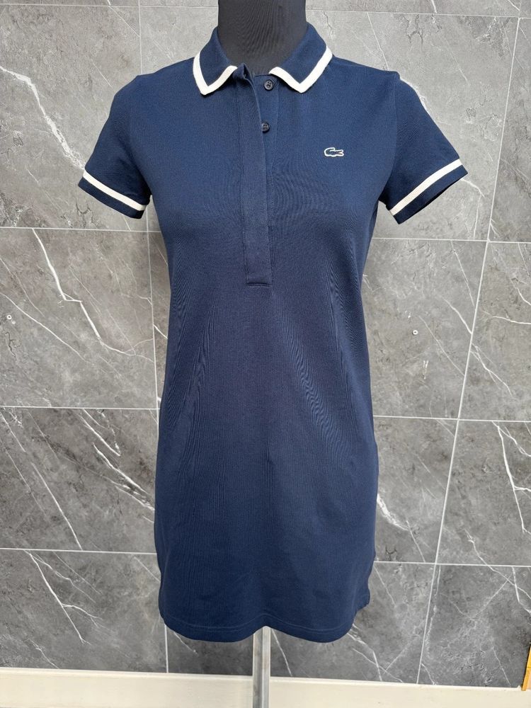 Robe polo Lacoste slim finitions contrastées crocodile brodé bleu marine Femme taille FR 38 image 1