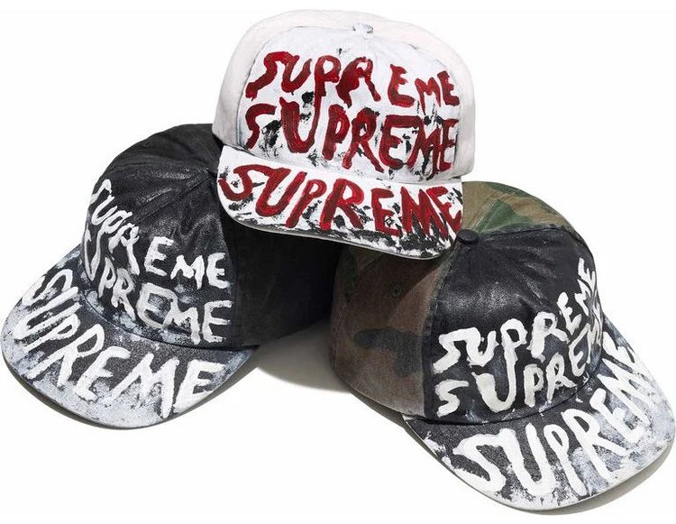 SUPREME PAINTED 5 PANEL 'BLACK' CAP 2