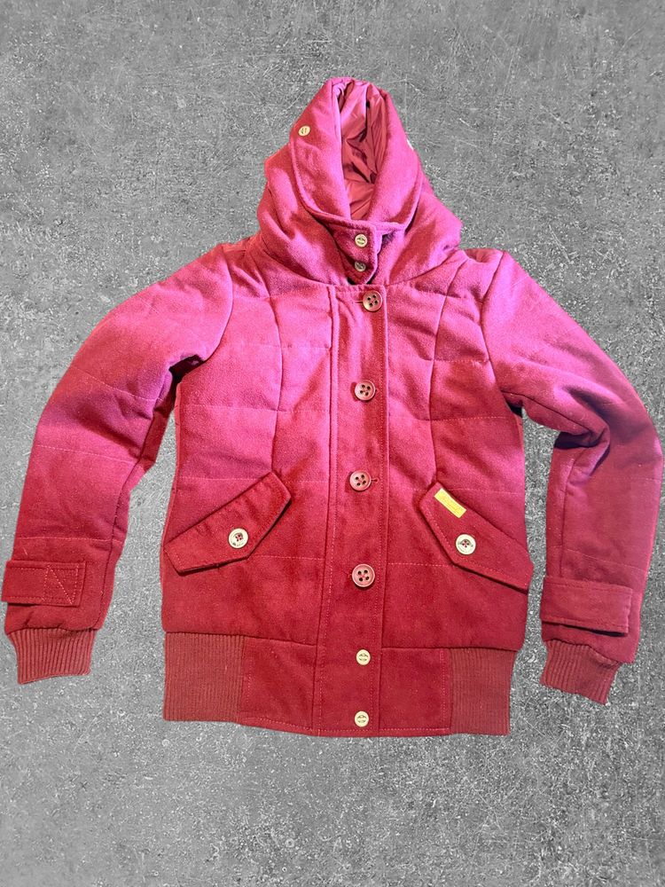 red hooded jacket