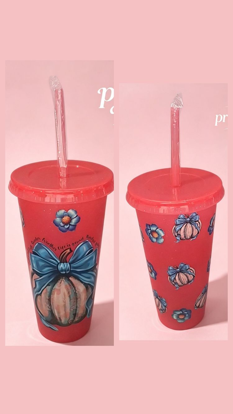 Red Tumbler Cup With Lid And Straw