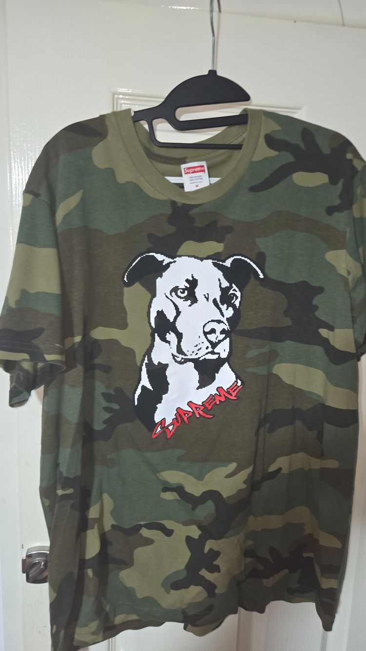 Supreme Camo T-Shirt With Dog Graphic