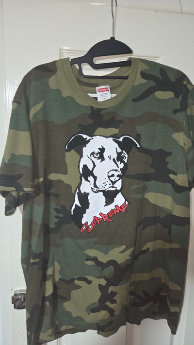 Supreme Camo T-Shirt With Dog Graphic