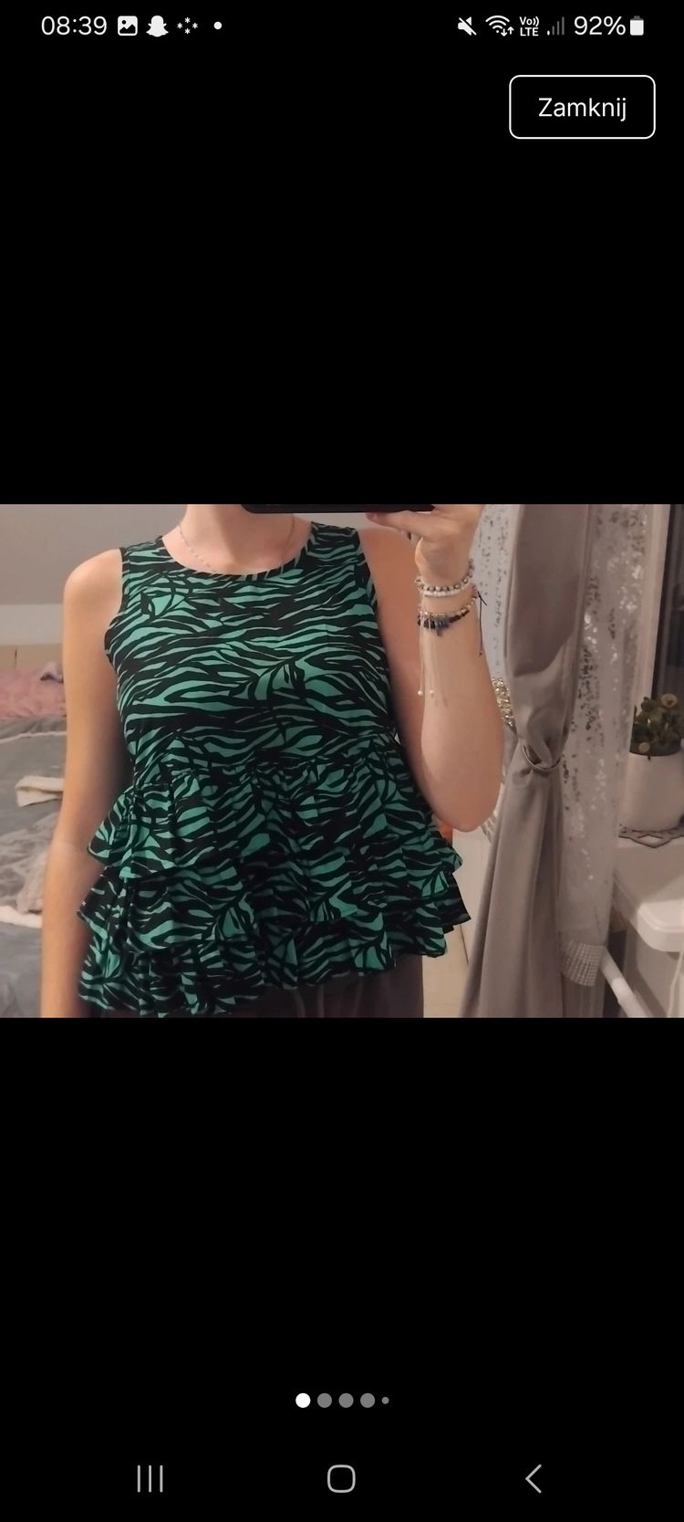 George Green And Black Sleeveless Ruffled Top product image