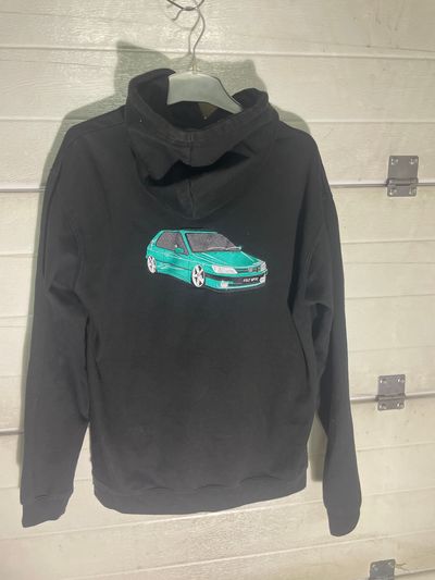Black Hoodie With Car Graphic On Back
