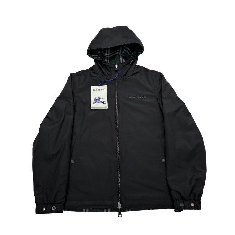 Burberry Black and grey Checked Reversible Hooded Jacket 1