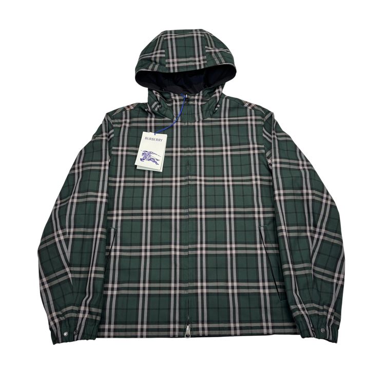 Burberry Black and grey Checked Reversible Hooded Jacket 4